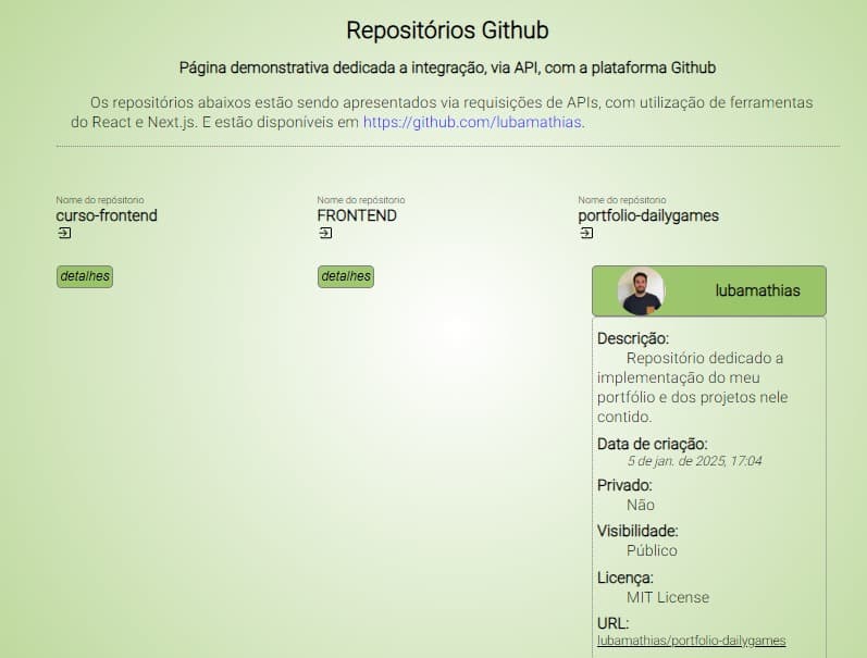 Imagem do projeto Repositórios GitHub